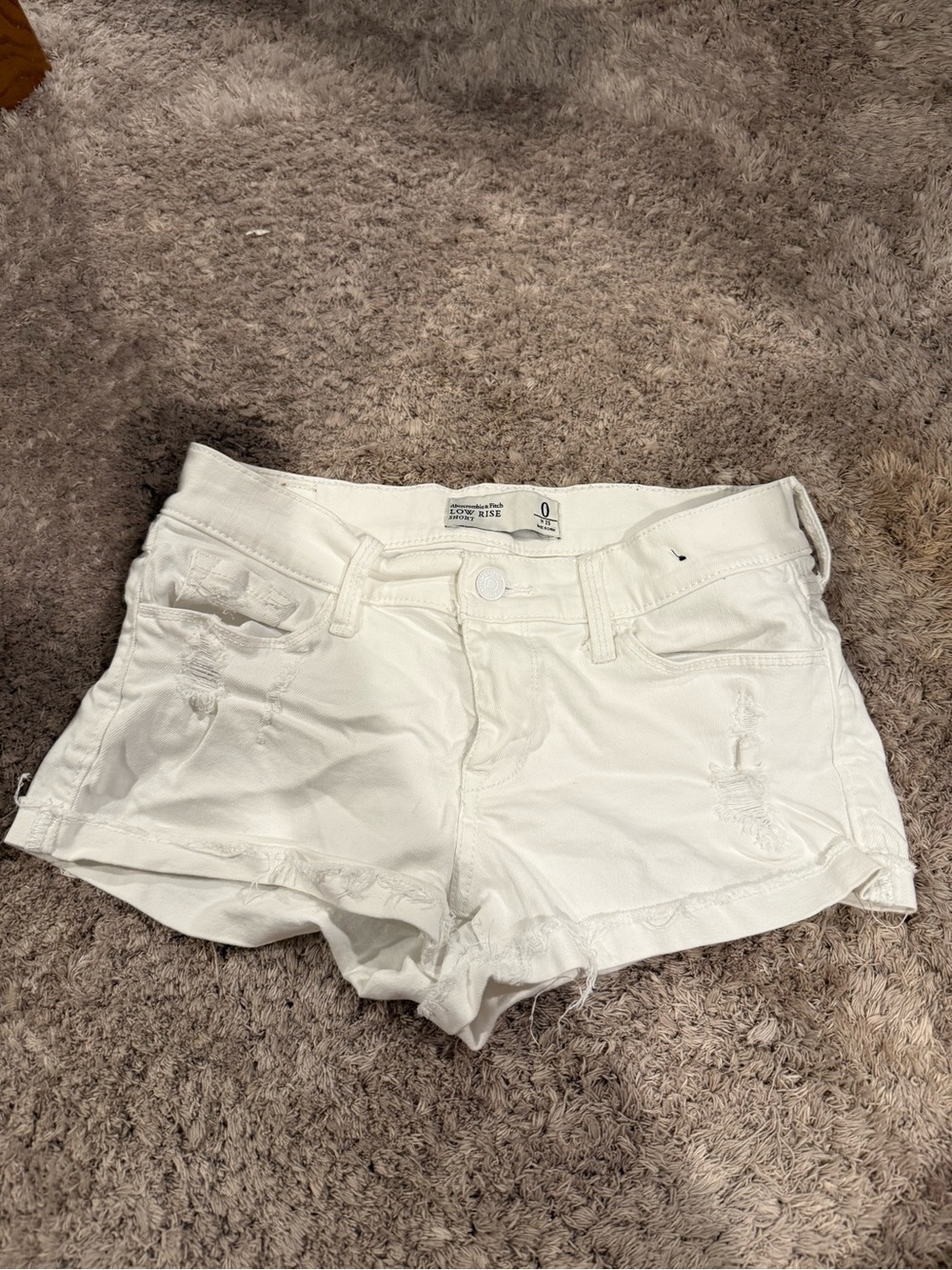 Abercrombie & Fitch White Distressed Denim Cutoff Shorts
